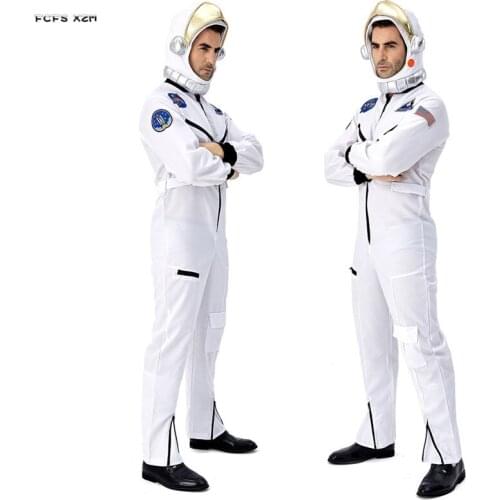 2 Colors S-XL Men Halloween Astronaut Costumes Cosmonaut uniform Cosplay Carnival Purim parade Stage play Masquerade Party dress