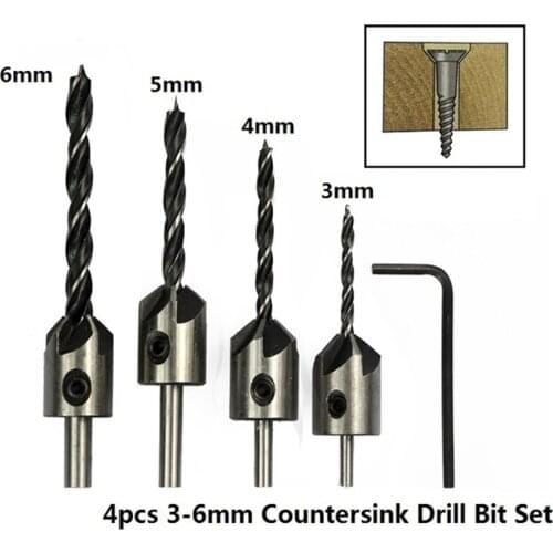 3mm-10mm HSS Countersink Drill Bit Set Reamer Woodworking Chamfer Drill Counterbore Pliot Hole Cutter Screw Hole Drill