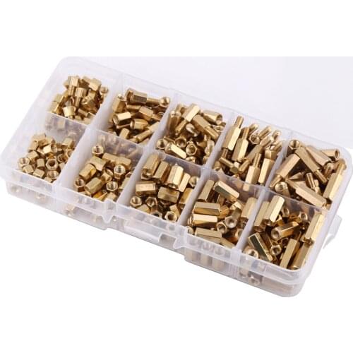 300pcs M3 Brass Standoffs Stand-Off Hex Male-Female DIY Set For Motherboard M3 Brass Column Set A Nuts Screw Pillars