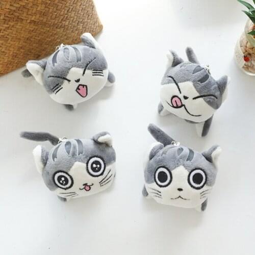 4 Faces Mini Cute Sitting Cat Plush Toys Stuffed Animals Cat Doll Keychain Bag Keyring Toy Gift For Kids
