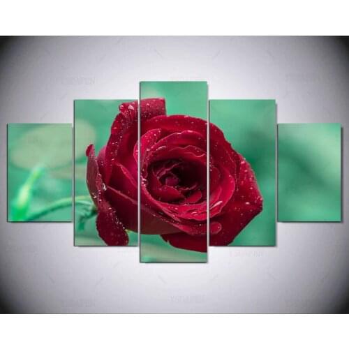 5 piece canvas art Unframed Red Flowers Modern Home Wall Decor Canvas picture Art HD Print Painting Canvas art paintings IM-108