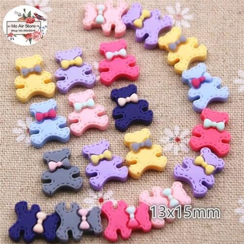50pcs 13x15mm mix color small bear resin flatback cabochon DIY jewelry/phone/nail art decoration