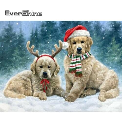 Evershine 5D DIY Diamond Embroidery Dog Cross Stitch Diamond Painting Animal Picture Rhinestone Mosaic Christmas Handmade Gift