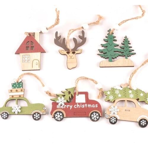 Car/tree pattern Wooden Christmas Ornaments Tree Hanging Pendants Christmas DIY Decorations for Home New Year Gift mt2539