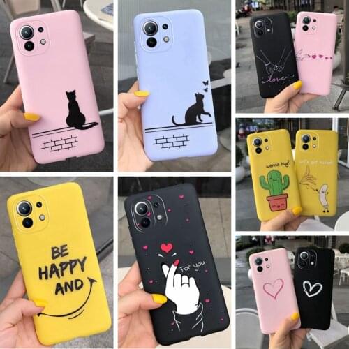 Case For Xiaomi Mi 11 Lite 5G Cover Couple Cats Love Heart Coque Soft Fundas For Xiaomi 11 Mi 11 Pro Mi11 11i Mi 11 Ultra Bumper