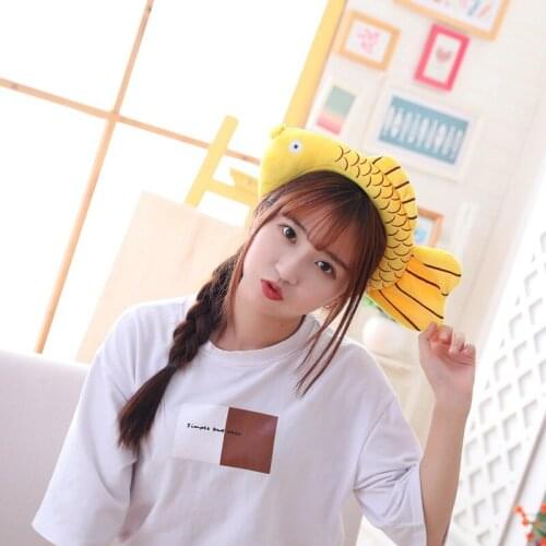 Children Plush Hat Decoration Snapper Headband Hat Plush Toy Stuffed Soft Headgear Head Cover Hat Doll PP Cotton 30x20cm