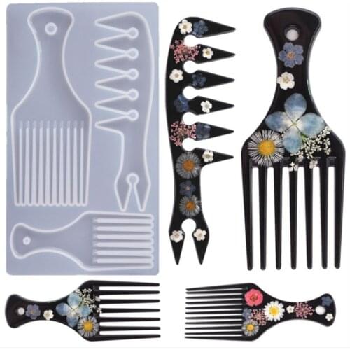Comb Casting Mold 3 Cells Soft Silicone Mould with Different Sizes & Shapes Hair Accessories Epoxy Mold Tray for DIY TS1