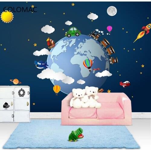 Colomac Custom Childrens Room Starry Sky Wallpaper Bedroom Boy Cartoon Kindergarten Ceiling 3d Wall Picture Mural Drop Shopping