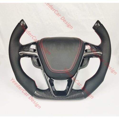 F1 Racing Style Cuatomized Carbon Fiber Steering Wheel Perforated Leather for Ford Fusion Mendeo 2013-2020 Edge 2015-2020