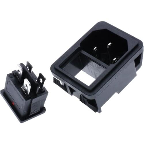 IEC320 C13 AC 10A 250V power Cord Inlet socket receptacle with red light rocker switch for Computer Apparatus