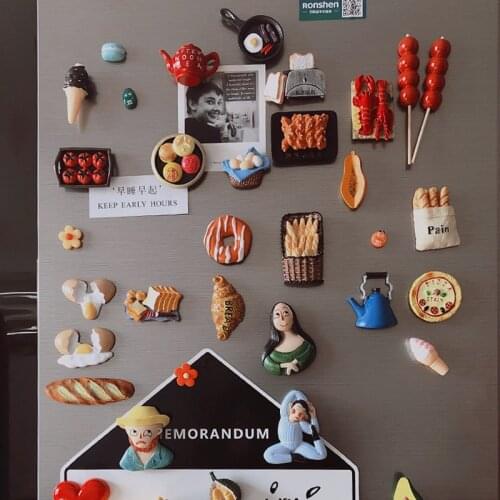 Fridge Magnet Artificial Food Refrigerator Magnet Bread Egg Vegetables Magnetic Home Decorations Re-ment Gifts Home Accessories