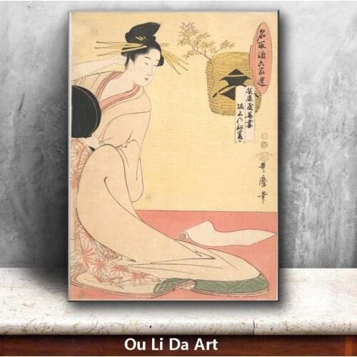 Classic Japan kimono women portrait scenery oil painting canvas painting printing printed on canvas wall art decoration picture