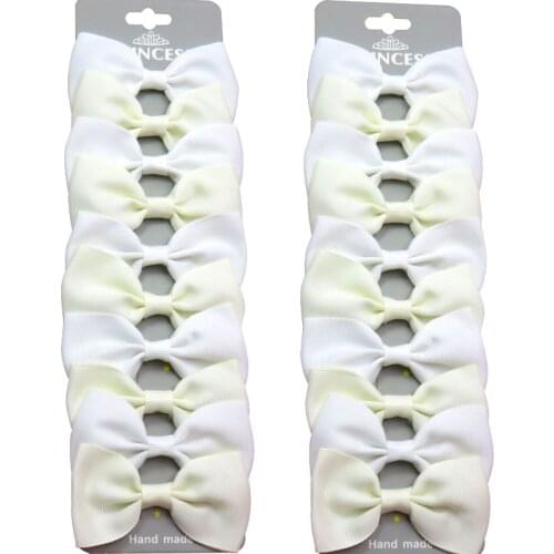 20PCS/Lot Cute Cream White With Clip Grosgrain Ribbon Bow Hairpins 2020 Scrunchie Korean CLIP Hair Accessories For Baby Girl