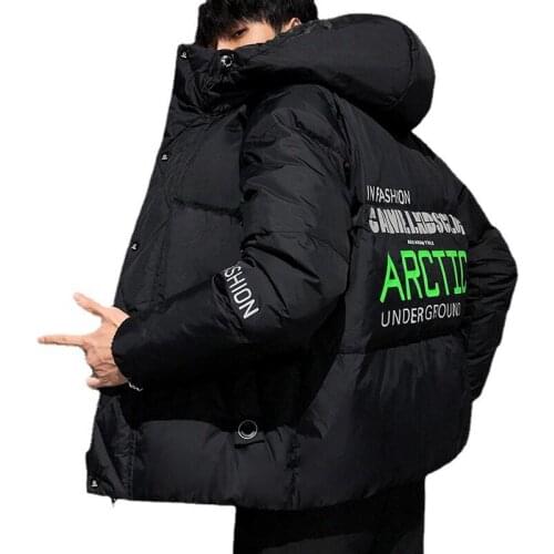 Mens Coat Winter Korean Style Cotton-padded Jacket Youth Warm Printing Color Outwear Slim Fit Mens Casual Jacket Plus Size