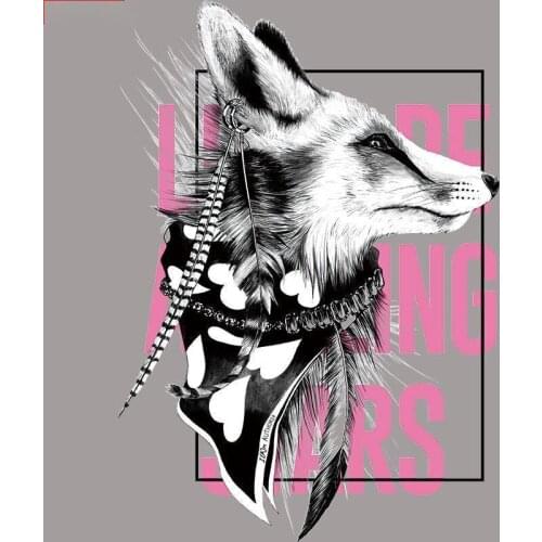 Fox animal pattern printed on womens clothes, iron heat transfer heat transfer on T-shirts, DIY fashion sticker accessories