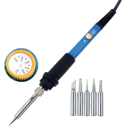 New Adjustable Temperature Electric Soldering Iron 220V 110V 60W Welding Solder Rework Station Heat Pencil 5pcs Tips Repair Tool