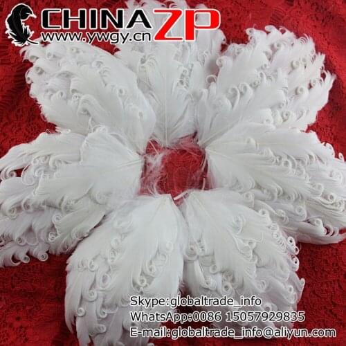 CHINAZP Factory Top Quality Bleached White Curly Nagorie Goose Feather Pad for Hair Clips