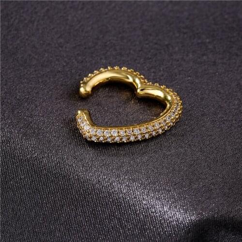 1Pcs 2021 New CZ Crystal Ear Cuff Heart Shape Ear Clips No Pierced Earrings For women Jewellery Birthday Gift