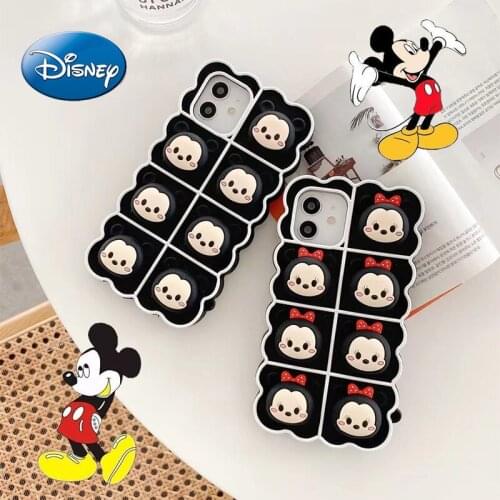 2021 DISNEY Mickey Minnie Silicone Case for IPhone 11 Pro Xs Max IPhone 7 8 Plus 12 Silicon Relieve Stress Press 360 Full Cover