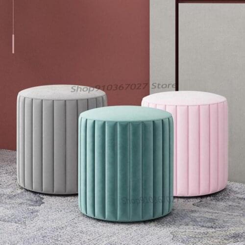 Nordic Dressing Table Stool Bedroom Simple Flannel Short Pier Fabric Makeup Stool Light Luxury Economic Chair