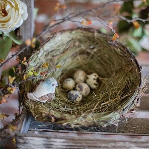 Straw Bird Nest Birds Nest Flower Device Outdoor Gardening Garden Decoration Shooting Props Natural Handmade