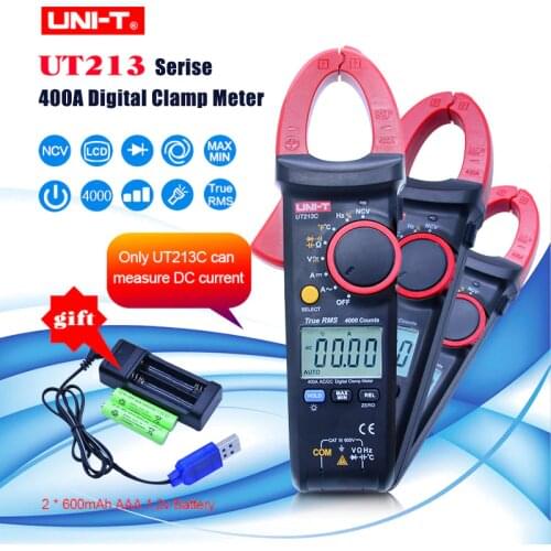 UNI-T UT213A/B/C 400A clamp meter TRMS AC DC current Voltage resistance capacitance temperature tester NCV flashlight function