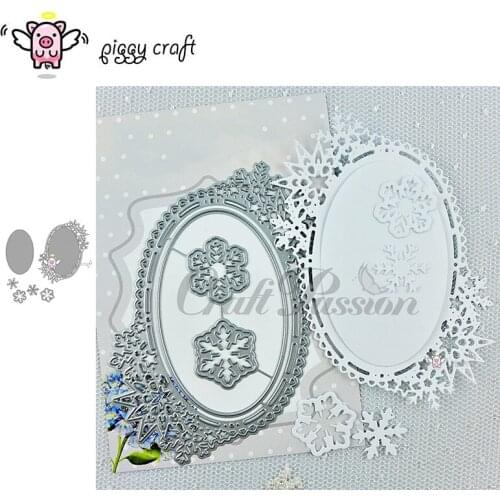 Piggy Craft metal cutting dies cut die mold Winter oval frame Scrapbook paper craft knife mould blade punch stencils dies