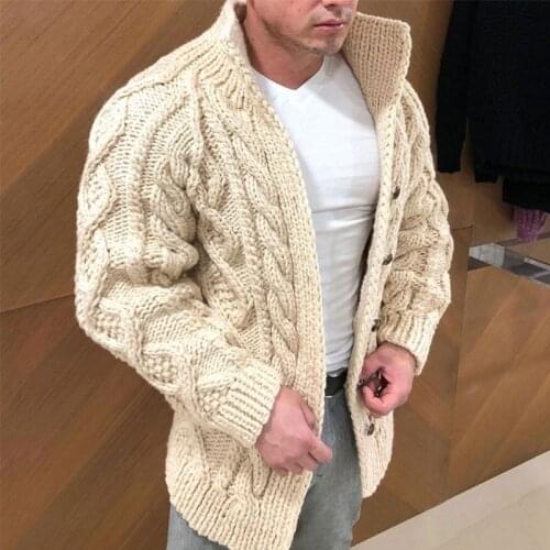 Sweater Men Cardigan Beige Color Autumn Winter Clothing Thick Knitwear Jacket Coat Mens Knitted Twist Warm Plus Size Cardigans