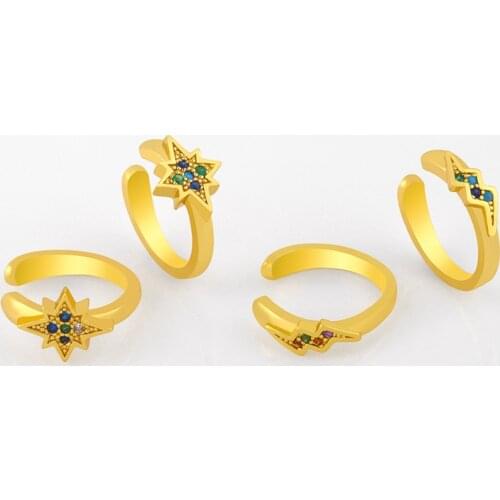 FLOLA Small Lightning Clip On Earrings For Women Crystal Star Ear Cuffs Stud Earrings Zirconia Rainbow Jewelry oorbellen ersu36