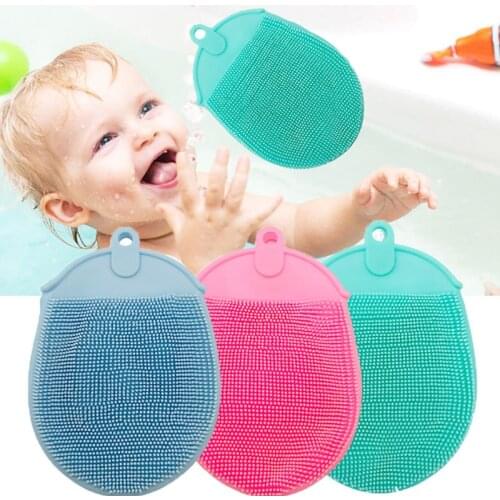 1pc Silicone Massage Bath Brush with Hook Soft Exfoliating Gloves Baby Showers Cleaning Mud Dirt Remover Scrub Showers Bubble