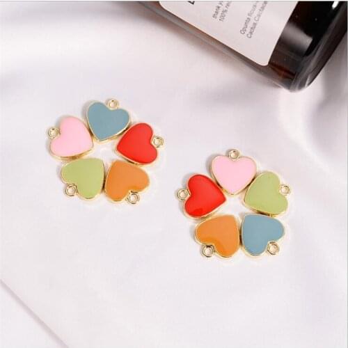 10pcs/lot New Creative Drip Heart Charm Connectors For DIY Fashion Crystal Earrings accessories Pendant jewelry making findings