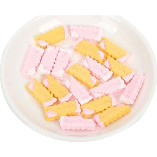 10Pcs Pink Yellow Long Butter Biscuit Resin Kawaii Accessories Scrapbooking Cabochon Flatback Decoration Craft Embellishment
