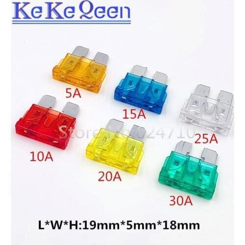 100pcs Zinc Fuse Standard Medium Blade Car Fuse Auto Fuses kit 5A 10A 15A 20A 25A 30A Car Accessories Auto Fuse Car Insurance