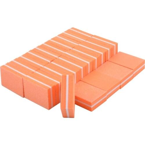 100pcs/lot Mini Orange Nail File Sponge Nail Sanding Buffing Polish Blocks Cuticle Remover Manicure Tools For Finger Care