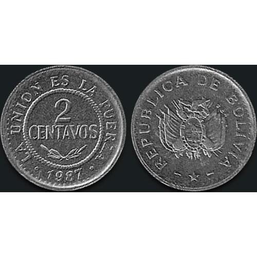 Bolivian 2 cents coin 1987 100% Real Original Collection Coins Unc Genuine Coin