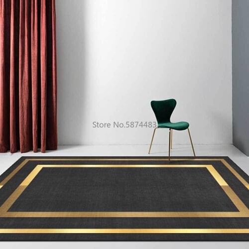 200*300cm Fashion Simple Gold Frame Black Gray Red Blue Solid Color Living Room Bedroom Bedside Carpet Floor Mat Customization