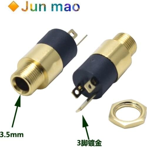 5PCS 3.5MM cylindrical socket PJ-392 Stereo Female Socket Jack with Screw 3.5 Audio Video Headphone Connector PJ392 GOLD PLATED