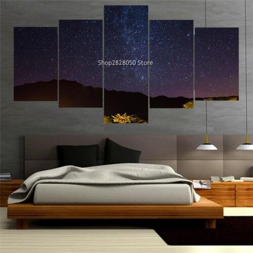 5 Piece Canvas Wall Art Quiet Night Shining Satr Landscape Painting Frameless Beautiful Picture Modular Scenery Poster For Home