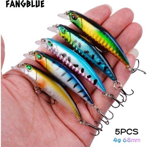 5pcs Minnow Fishing Lure 68mm 4g Laser Minnow Bait Wobblers Bait Artificial Hard Bait For Pike Carp Fishing Accessories