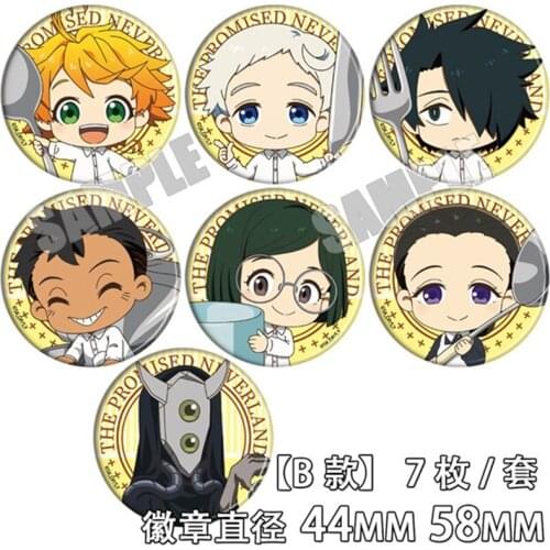 Cartoon Anime The Promised Neverland Pins Cosplay Badge Brooch Collectible Pin for Backpack Bags Collection Accessories 7PCS