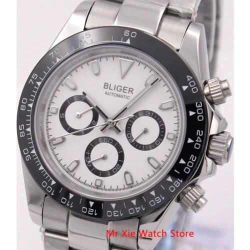 Bliger 39mm Automatic Mechanical Men Watch Luxury Stainless Steel Bracelet Auto Date and Weekday Sport Waterproof Wristwatch Men