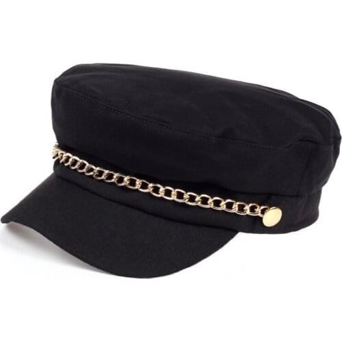 2017 brand new lady stitching solid color chain beret hat fashionable womens cotton hat outdoor sun hat winter warm hat