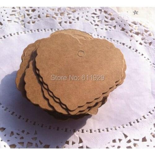 Free shipping 300 pcs a lot 6.5x6cm blank heart shape kraft paper labels/wedding decorated card/baking price tags/clothing tags