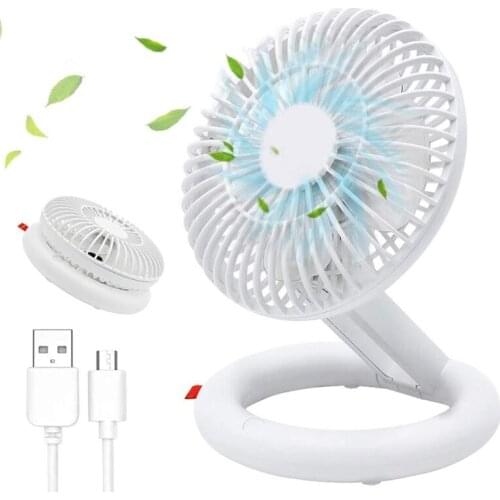 Wireless Desktop Fan Portable USB Desk Fan with 90° Rotation Three-stage Folding Design for Home Office Outdoor Travel