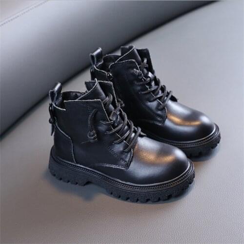 Genuine Leather Children Boots 2021 New Autumn Girls Martin Boots Soft Sole Breathable Black Fashion Kids Boots Size 26-37