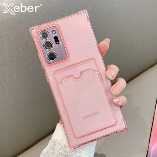 Card Holder Wallet Clear Case For Samsung A52 A82 A22 A72 A32 A12 5G A42 5G S20 FE S21 Note 20 Ultra S10 Plus A02 M02 Soft Cover