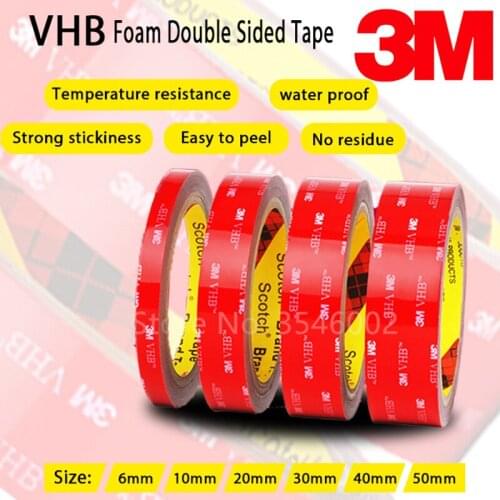 3M Car Double Sided Tape Super Strong Vhb Waterproof Anti-Temperature Acrylic Foam Tape for Kitchen Office Home Car Decoration
