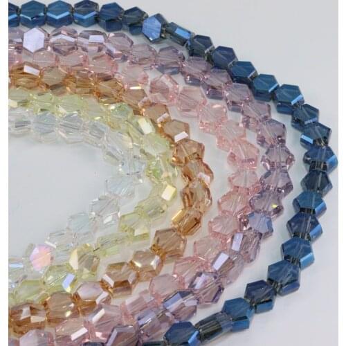 Eruifa 20pcs 8mm Hexagon AB Faceted High Quality Glass Beads Charms Pendant Jewelry DIY Hand making Earring Necklace Bracelet
