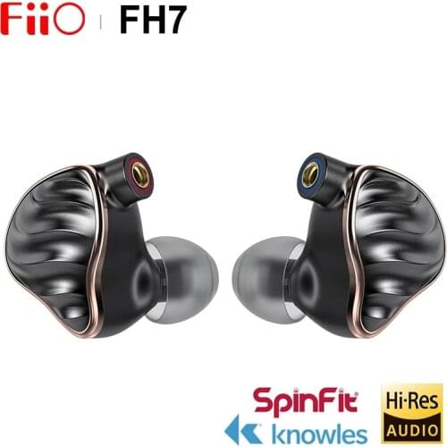 FIIO FH7 HIFI In-ear earphone New Flagship 5 Hybrid Drivers 4 Knowles BA + 13.6mm Dynamic IEM with MMCX Detachable Cable