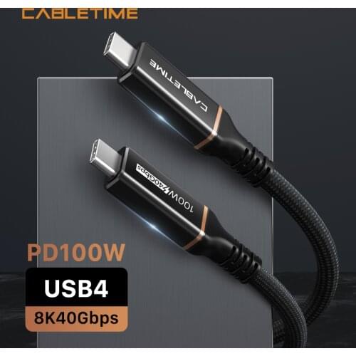 Cabletime USB C Cable PD 100W 8K 60 HZ USB 4 Cable Certified Type C cable Compatible with Macbook Pro Thunderbolt 4 N102